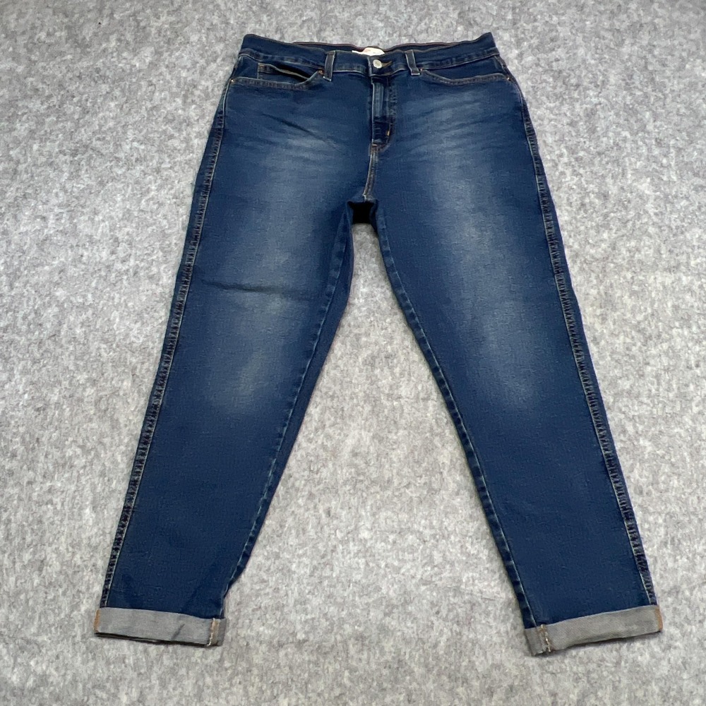 Signature Levi Strauss Jeans Womens 10‎ Blue Midrise Boyfriend Stretch Cuffed